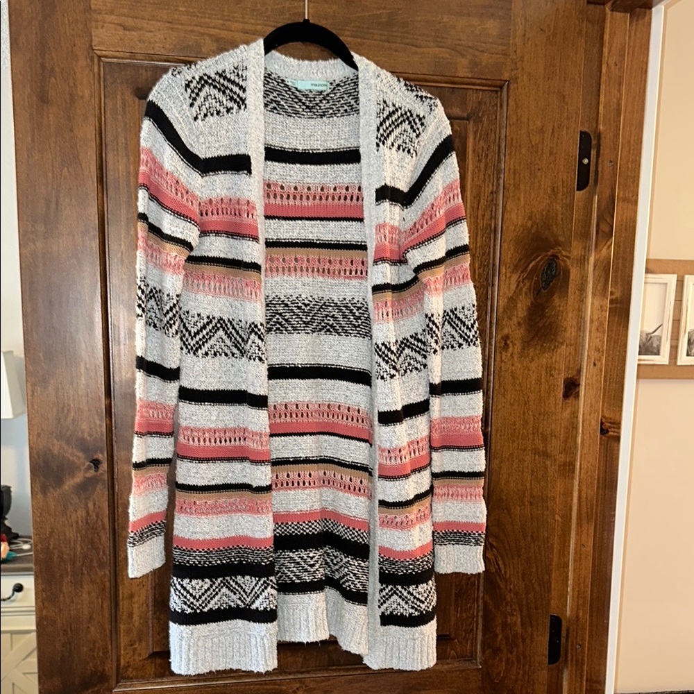 Striped Multicolor Open-Front Cardigan Sweater